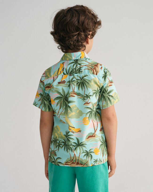 Camisa de manga curta em algod&atilde;o Palm Print Kids