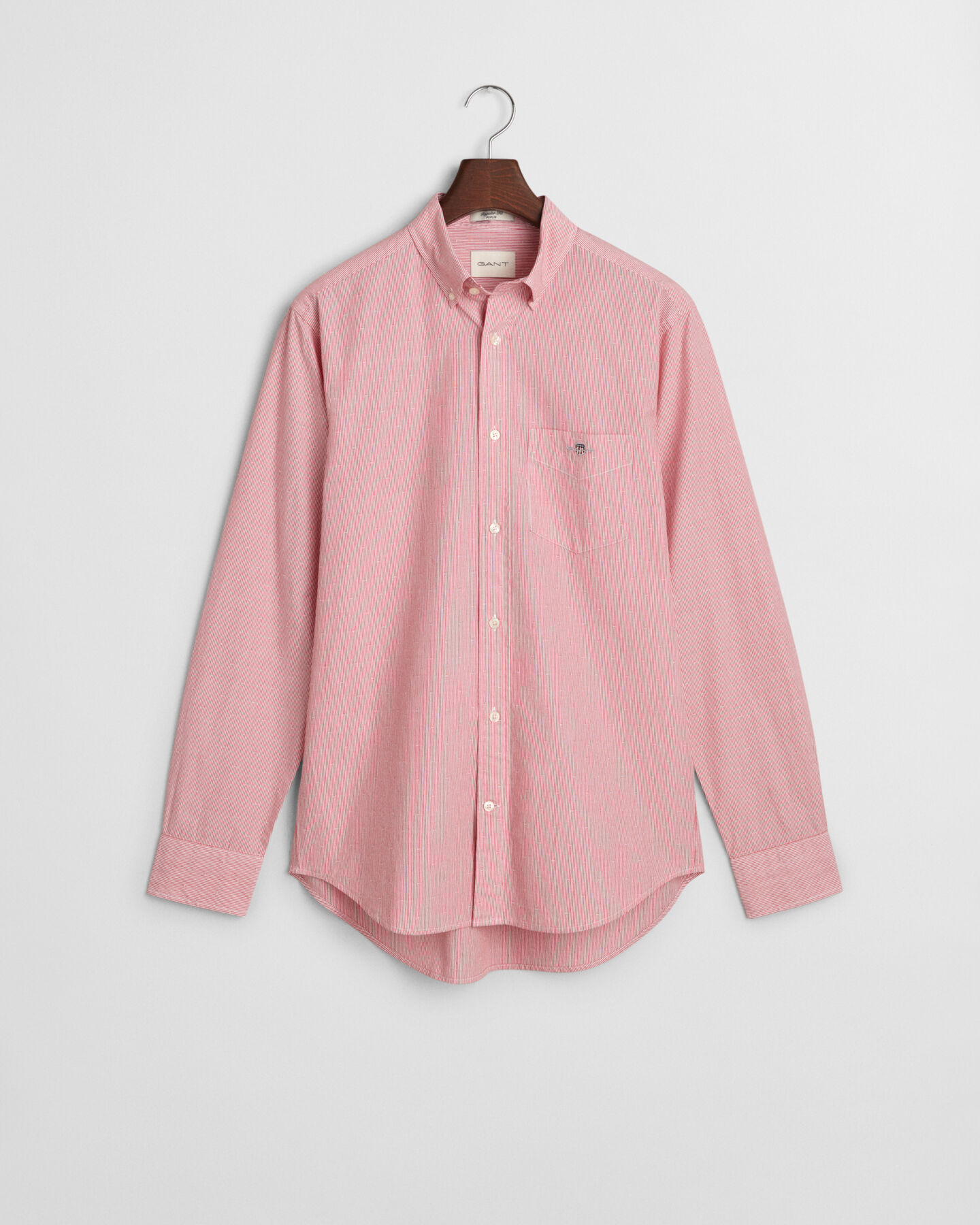 Camisa às bolinhas Dobby e às riscas regular fit