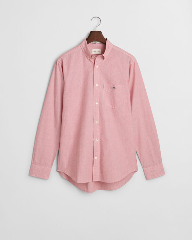 Camisa às bolinhas Dobby e às riscas regular fit