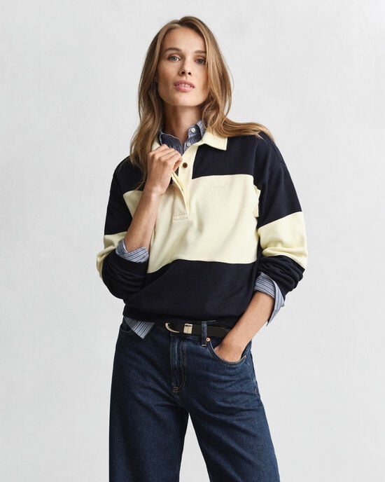 Rugger em algodão piqué com bloco de cor texturizado