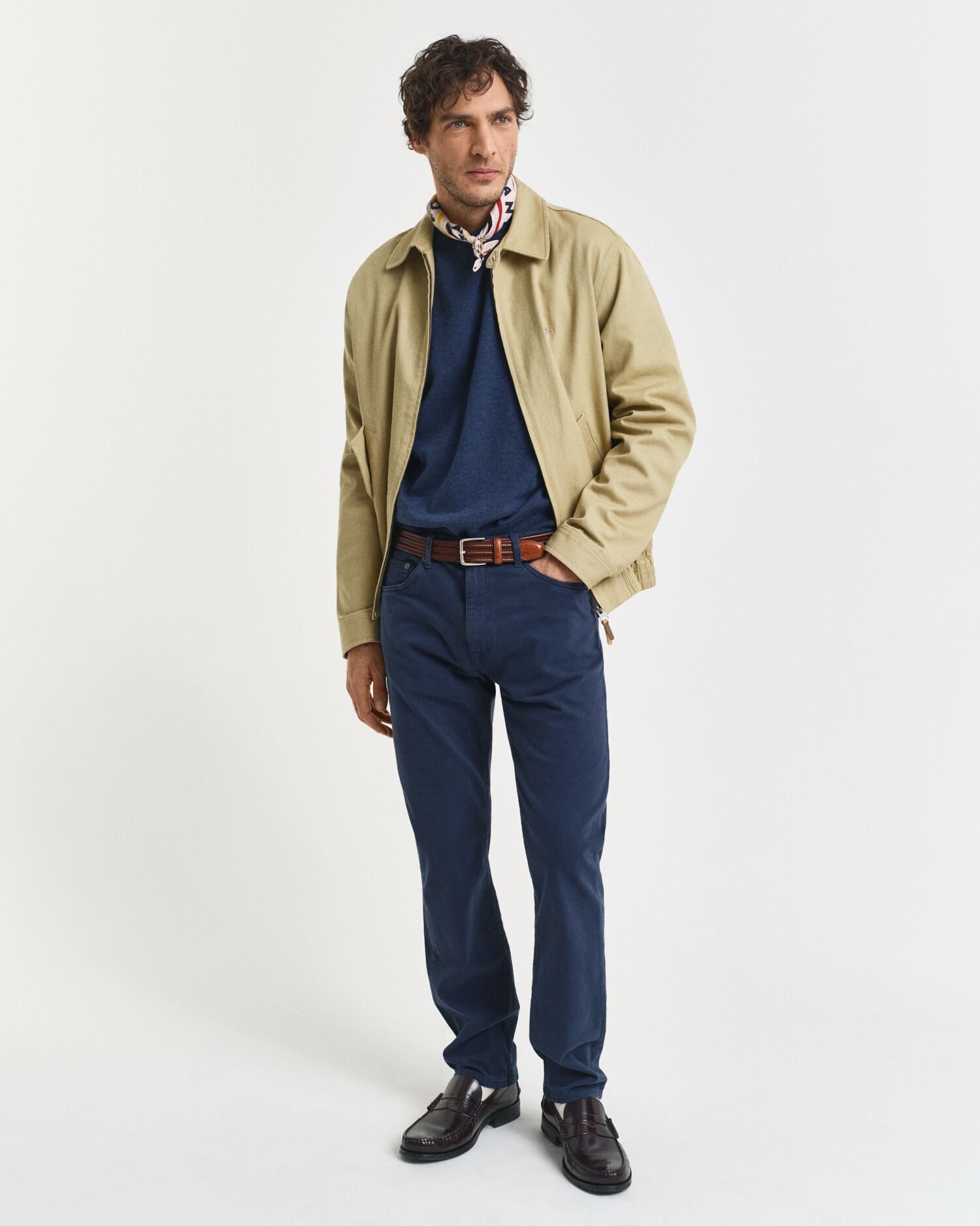 Camisola de malha com decote redondo em algodão