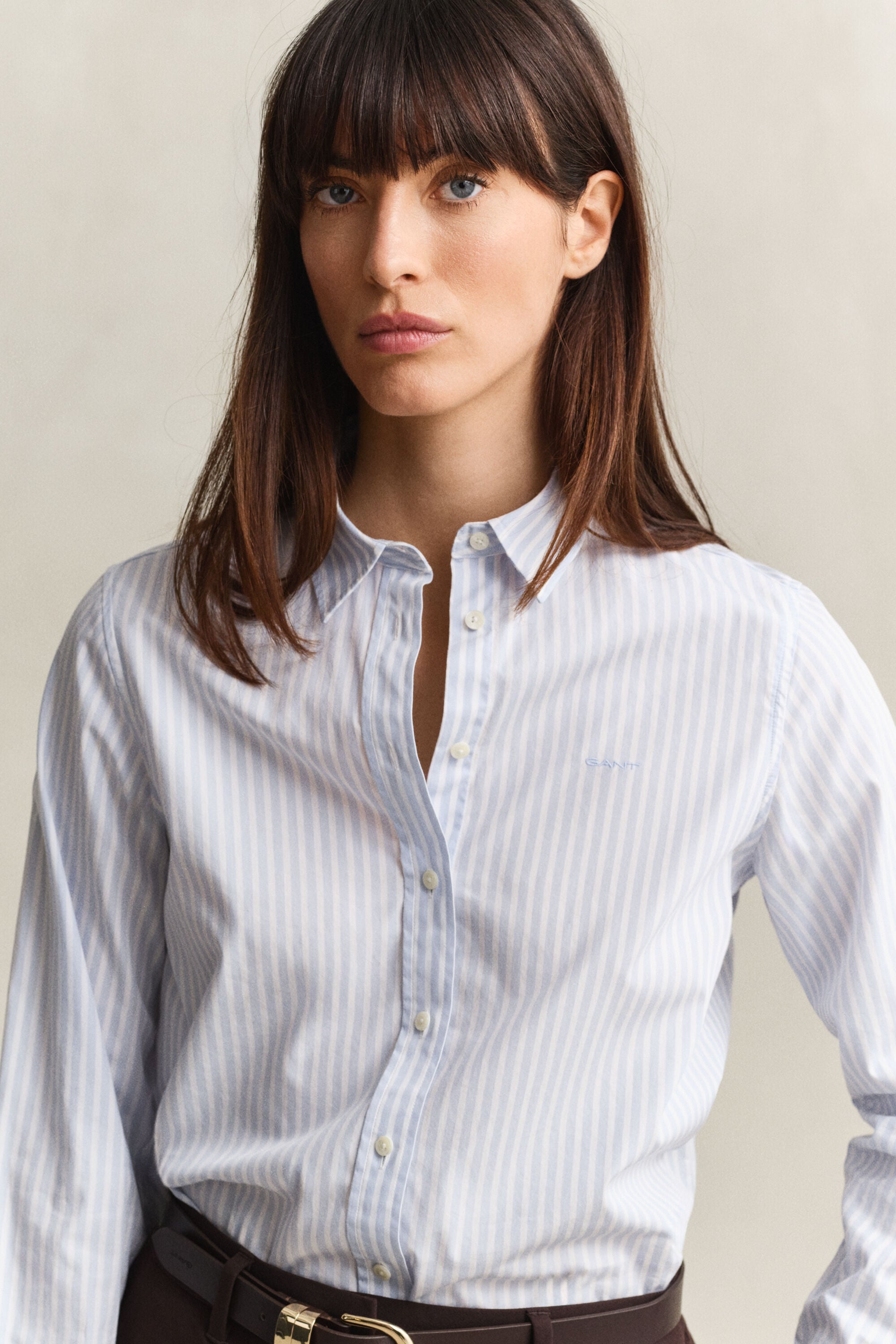 Camisa em popelina às riscas Classic regular fit
