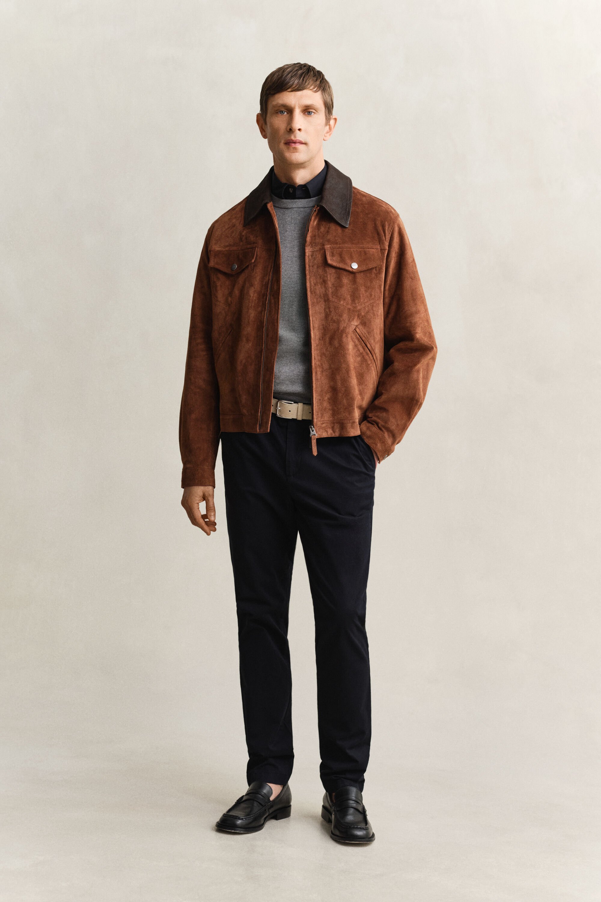 Camisola de malha com decote redondo em algodão