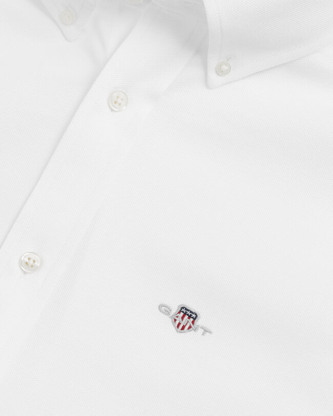 Camisa em algodão piqué e jersey regular fit