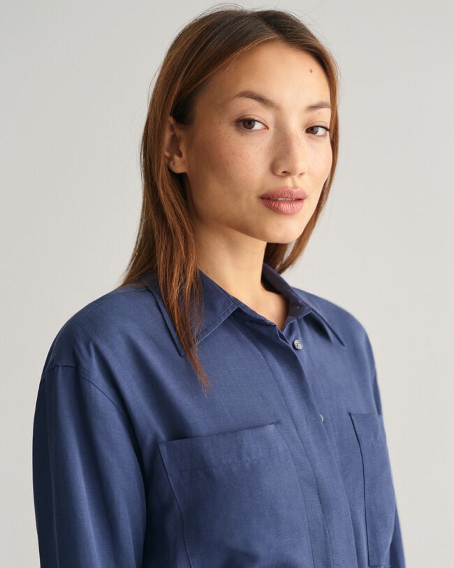 Vestido-camisa com bolsos