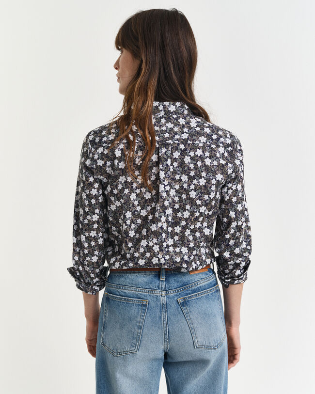 Camisa em voile de algodão com estampado Floral regular fit