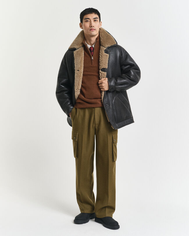 Camisola de malha com meio fecho de correr em caxemira