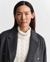 Sobretudo cosido à mão com padrão de xadrez