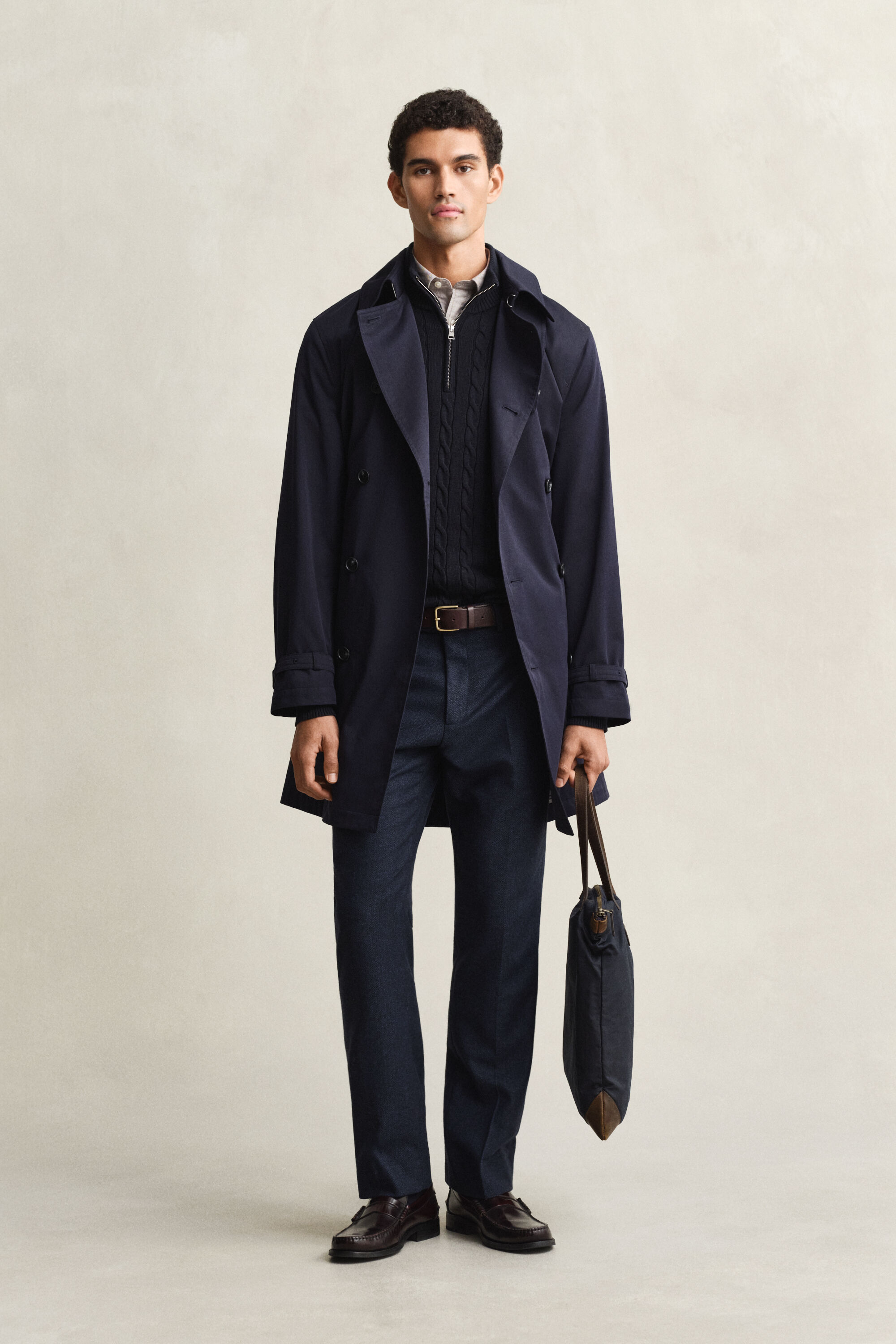 Gabardina em mistura de algodão