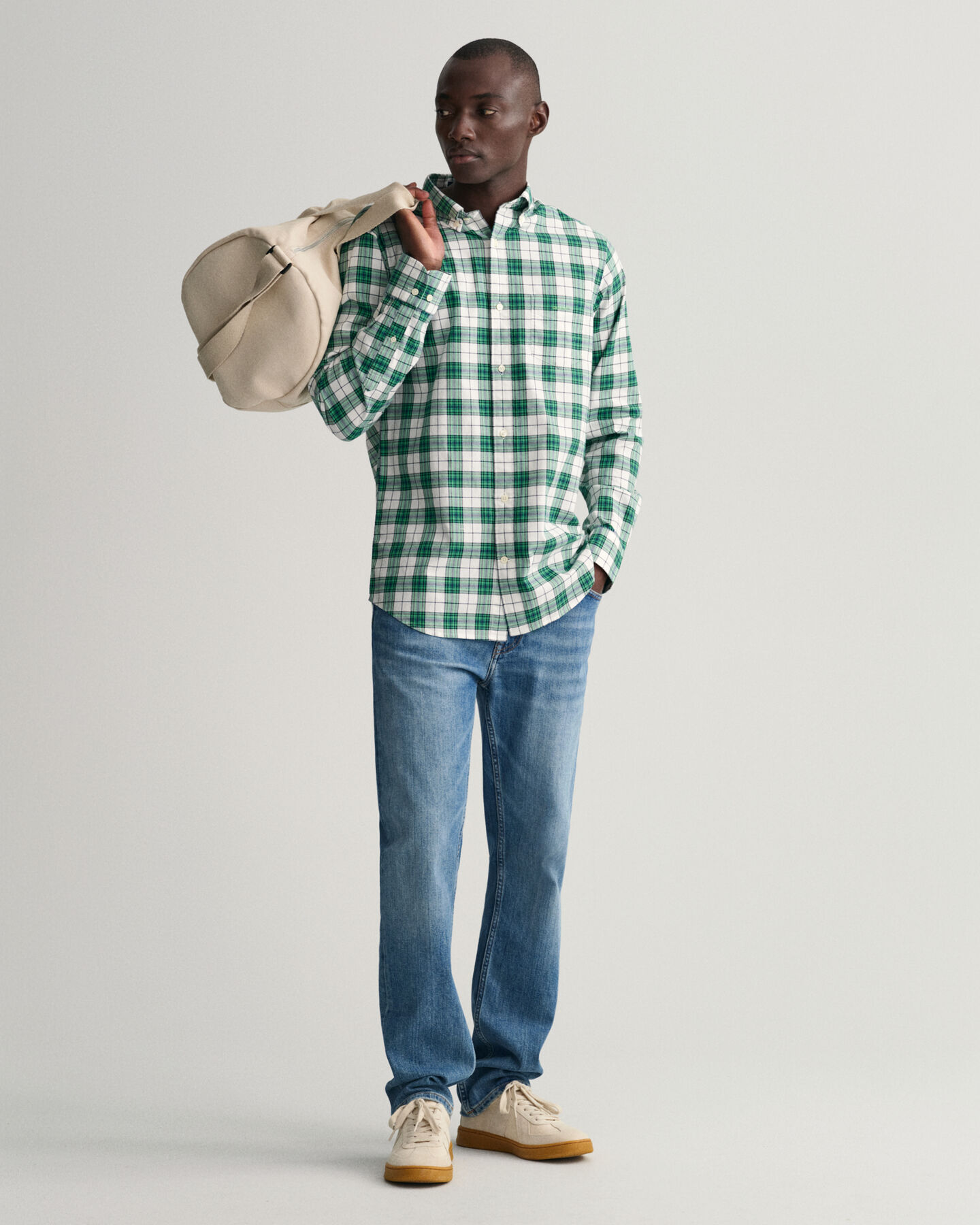 Camisa Oxford axadrezada regular fit