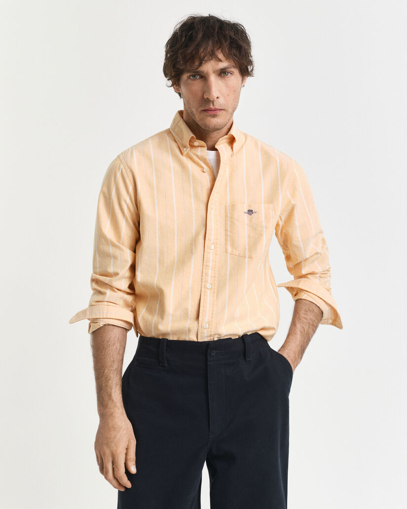 Camisa Oxford clássica às riscas regular fit
