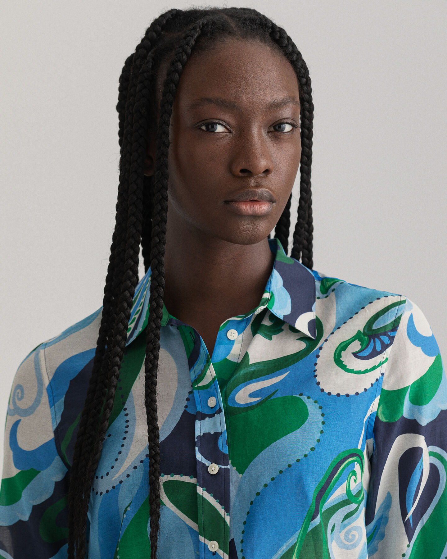 Camisa de seda de algodão com padrão paisley regular fit