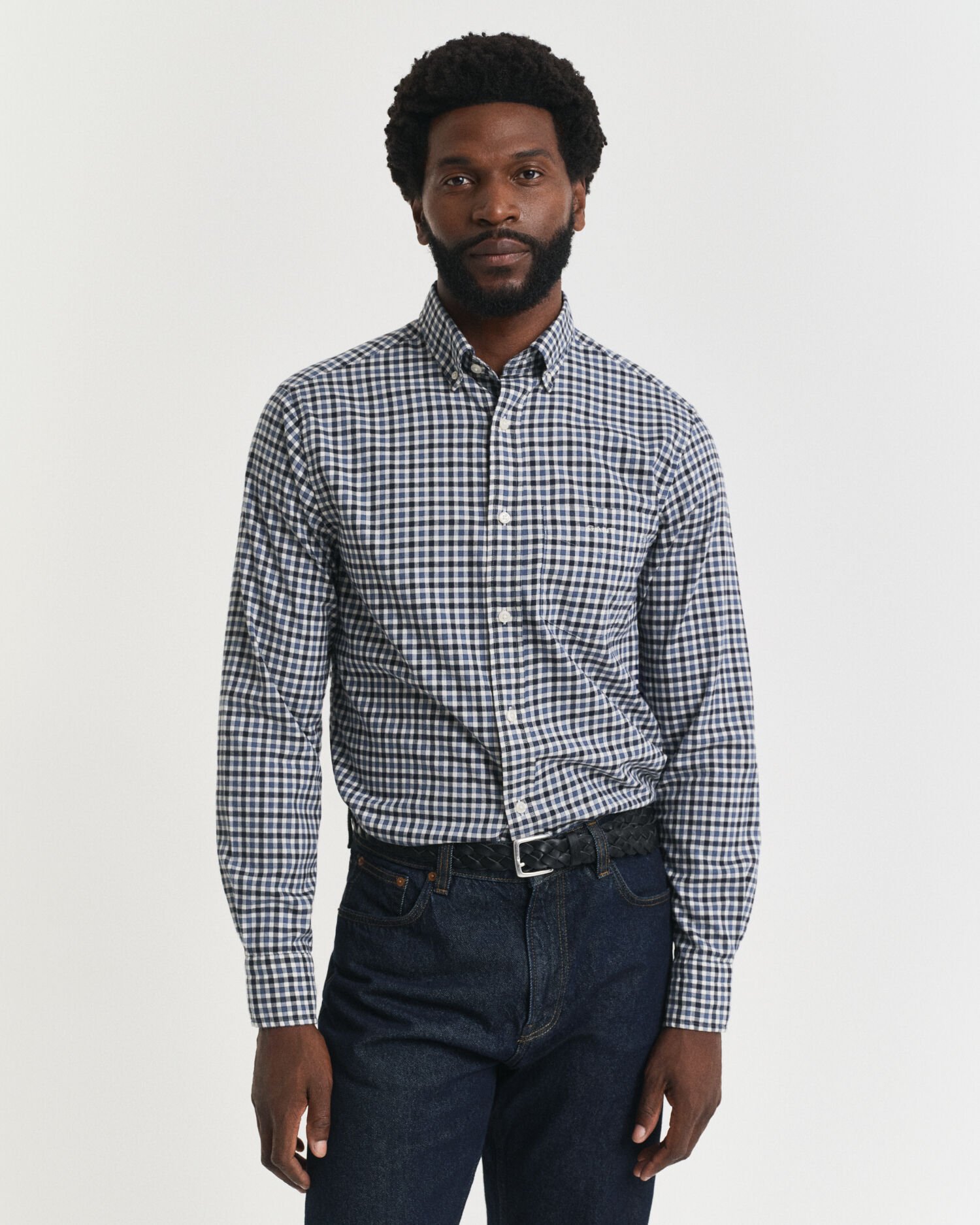 Camisa em sarja gingham regular fit