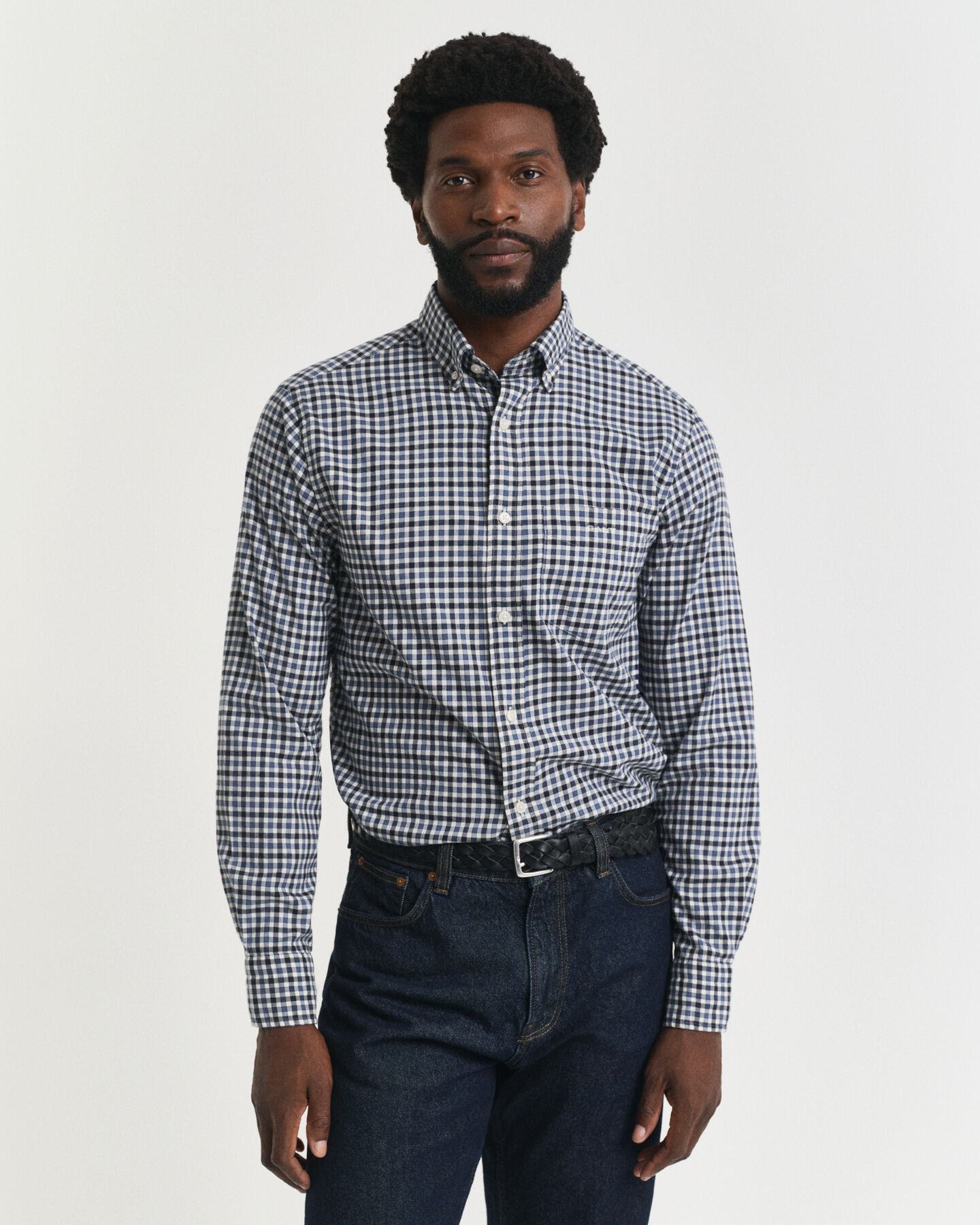 Camisa em sarja gingham regular fit