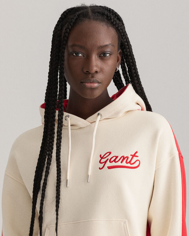 Sweatshirt com capuz e bloco de cor