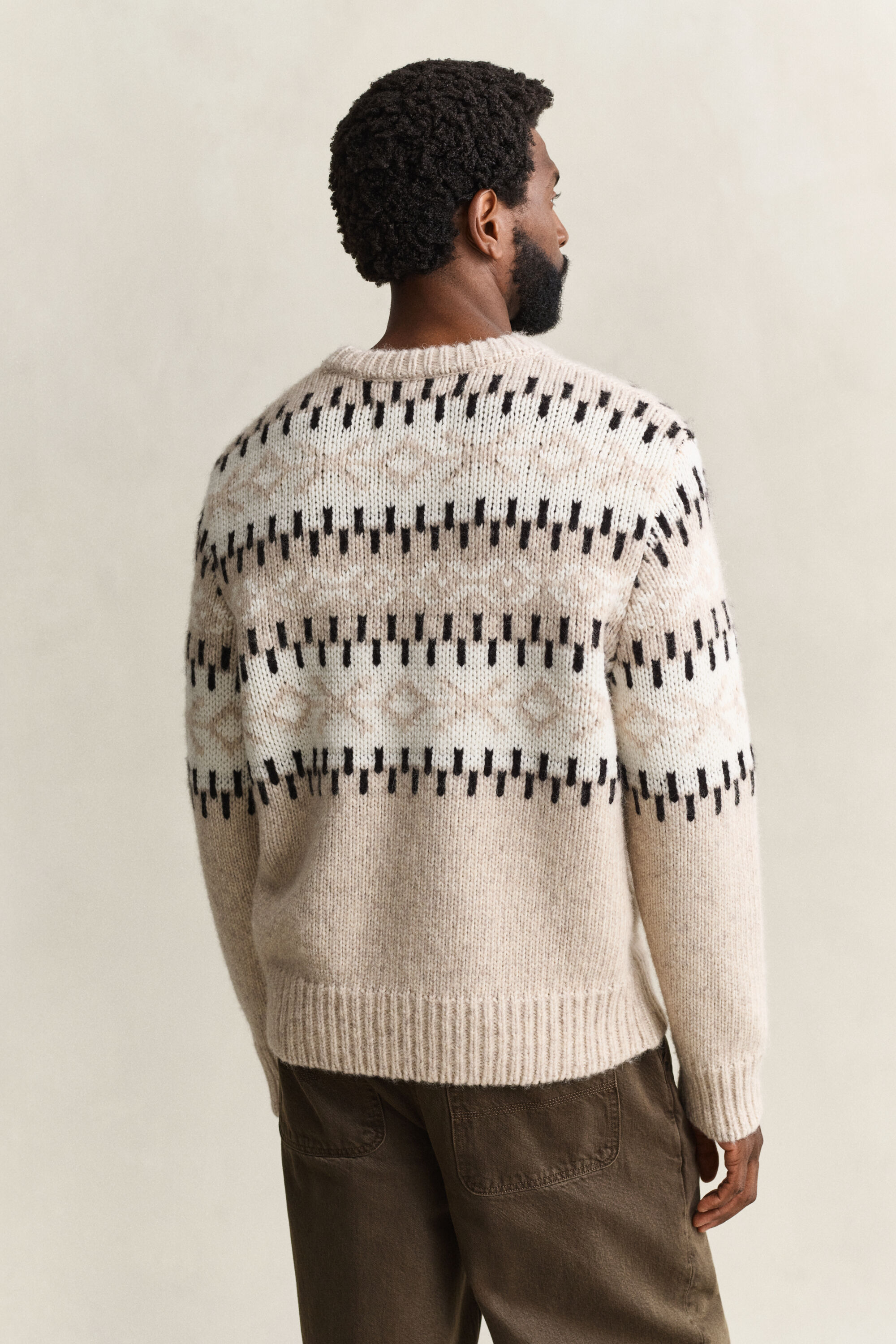 Camisola de malha Jacquard em mistura de lã de alpaca