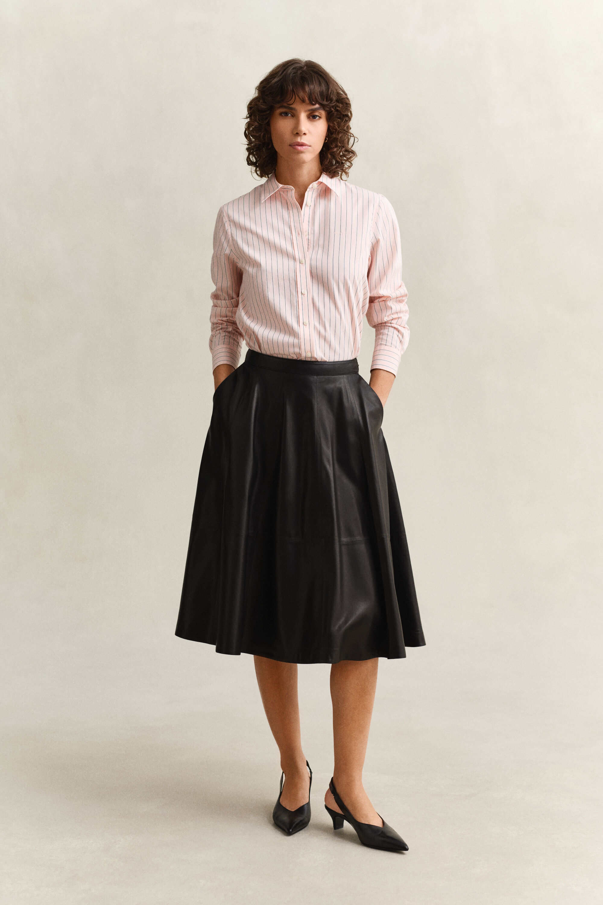 Camisa em popelina às riscas Classic regular fit