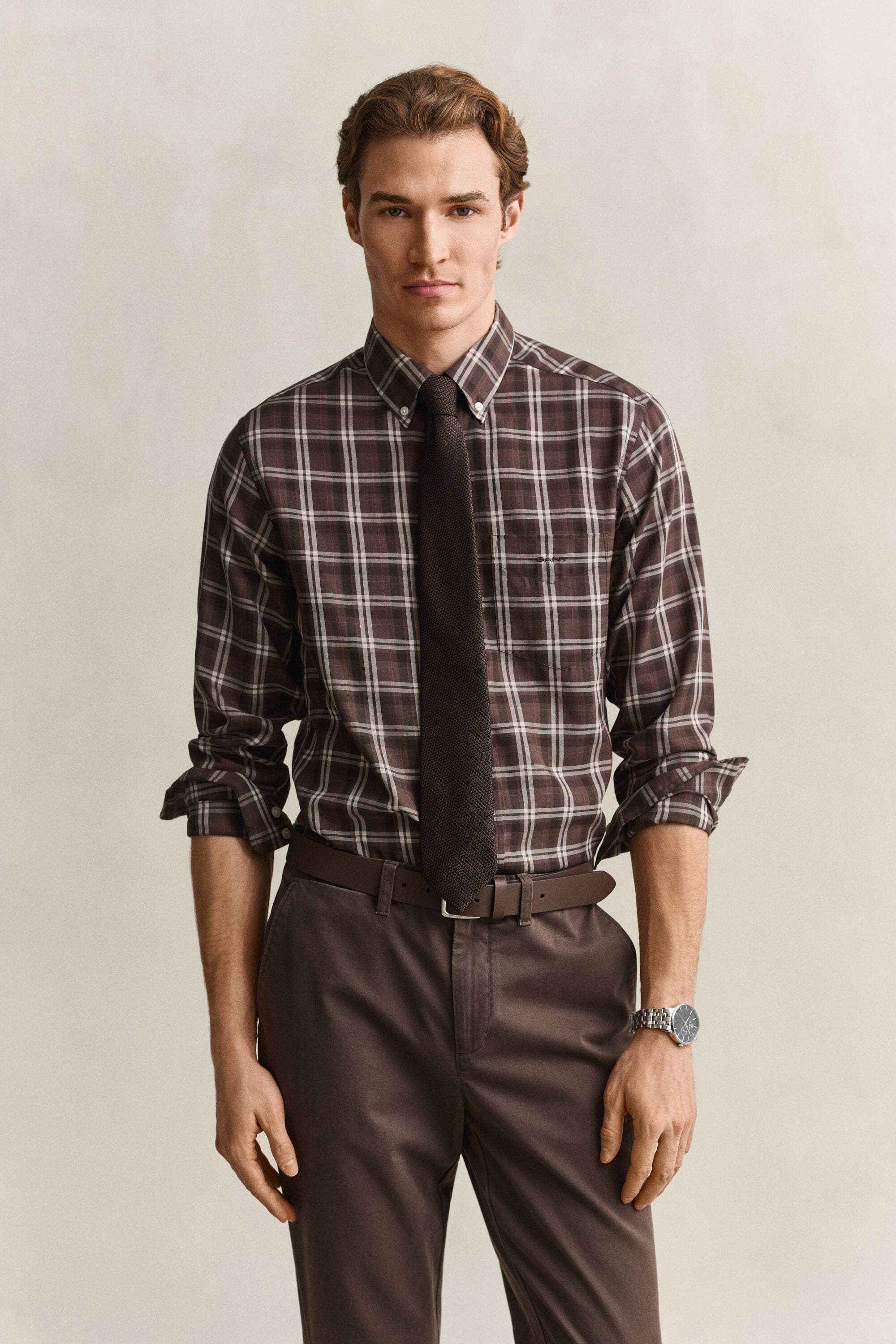 Camisa de sarja com padrão de xadrez