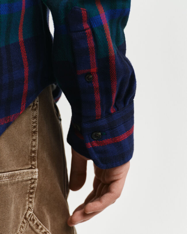 Camisa de sarja com padr&atilde;o de xadrez regular fit