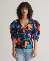 Blusa com mangas volumosas e estampado Floral