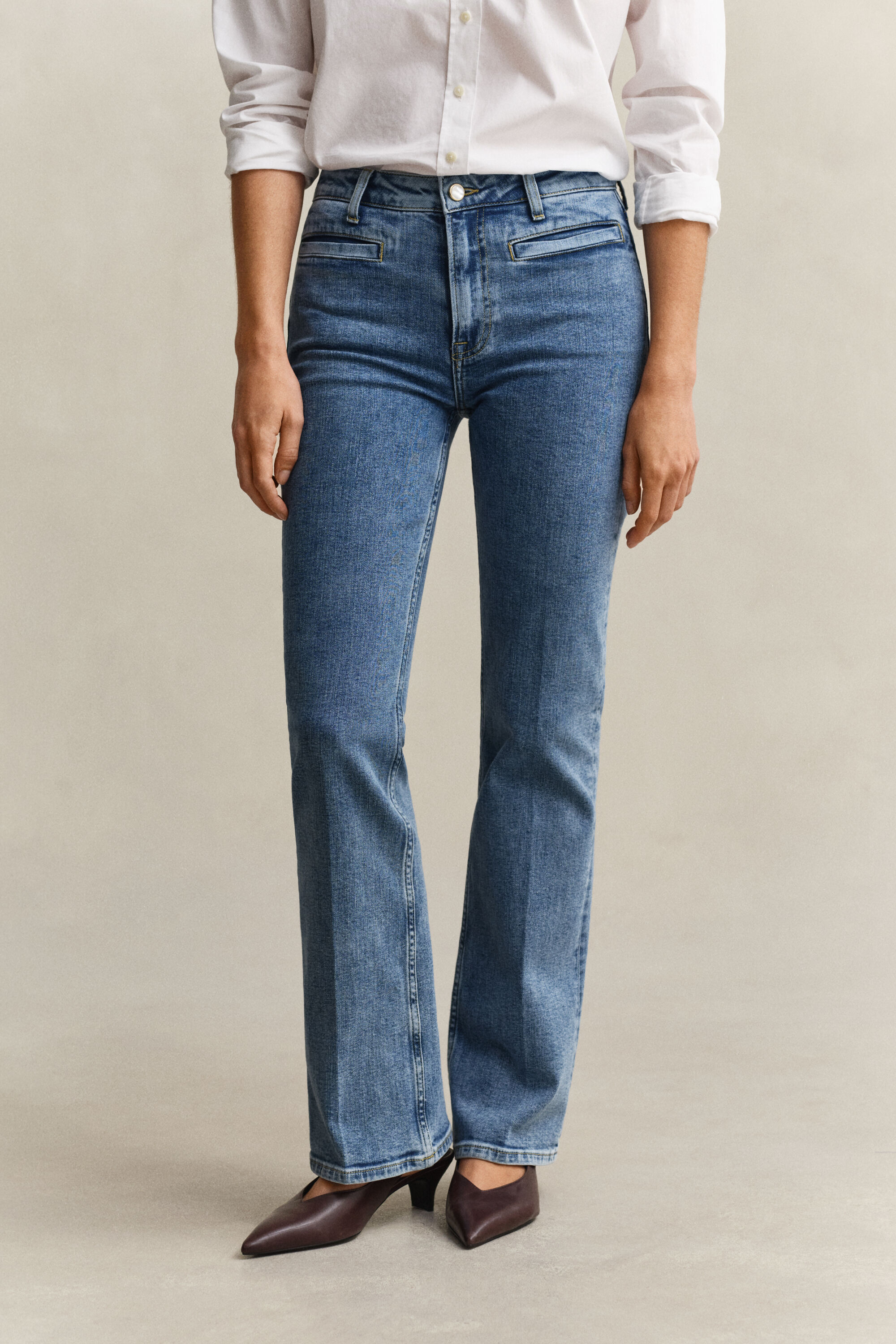 Calças de ganga evasê Monogram