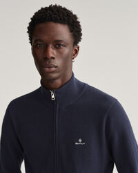 Casaco de malha com meio fecho de correr em algodão piqué