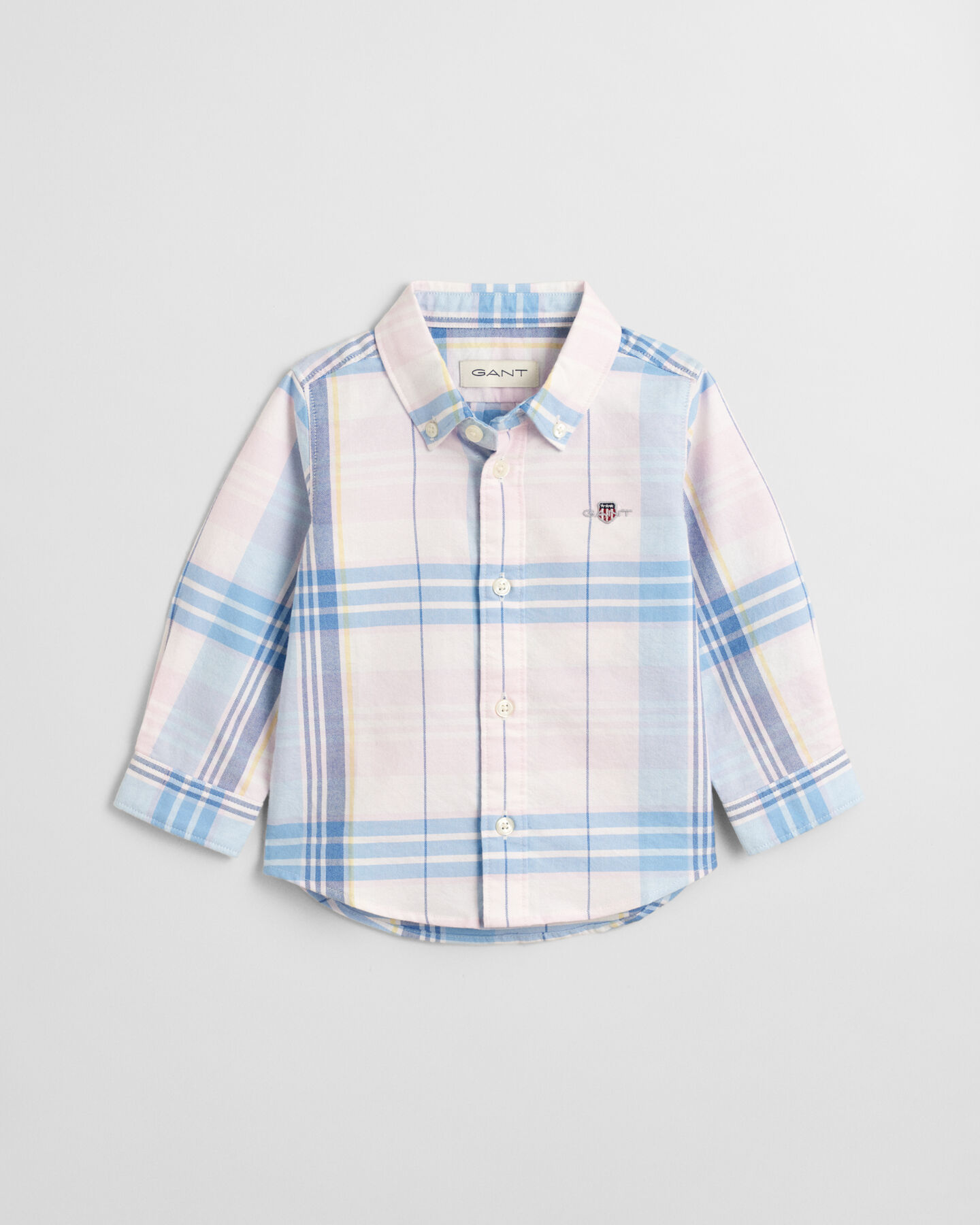 Camisa Oxford com padr&atilde;o de xadrez Baby