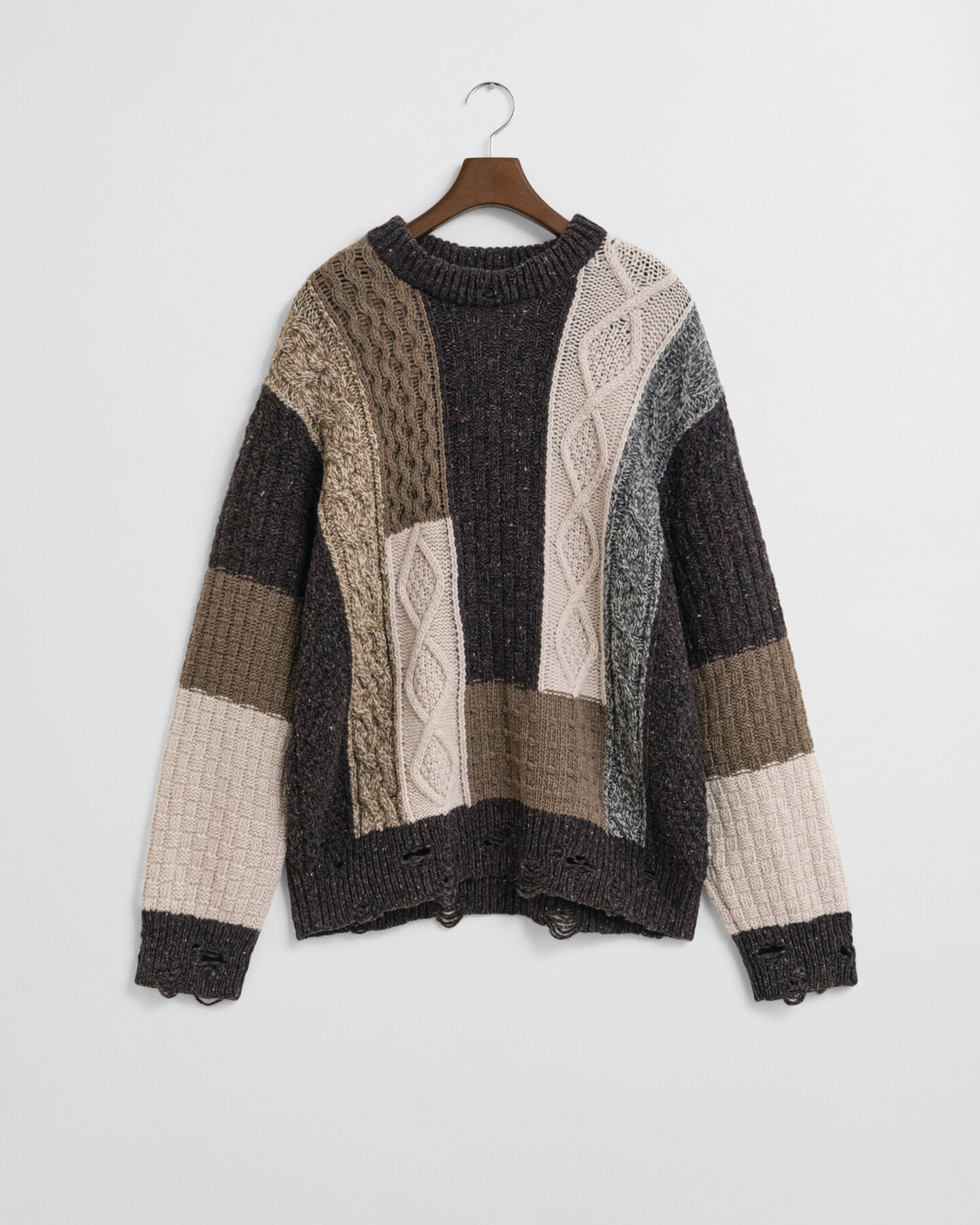 Sweatshirt com decote redondo Patchwork