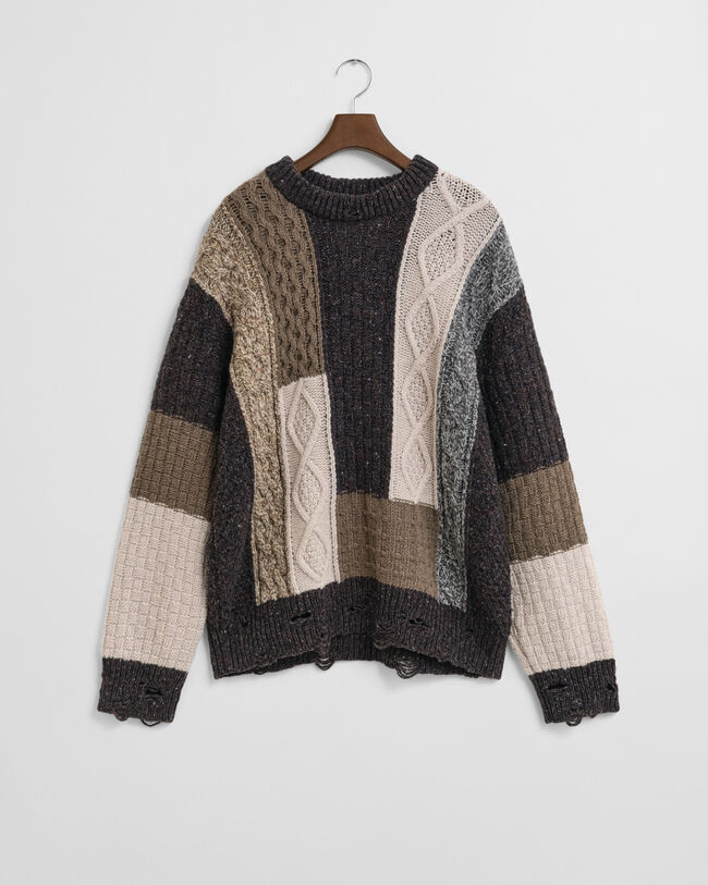 Sweatshirt com decote redondo Patchwork