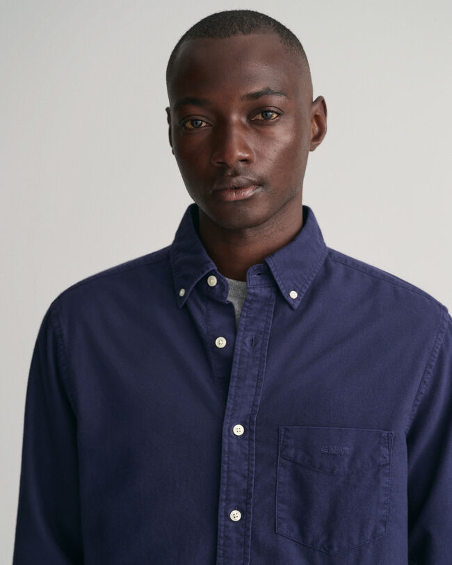 Camisa em algod&atilde;o Oxford escovado regular fit