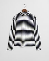 Top com gola alta em algodão leve às riscas