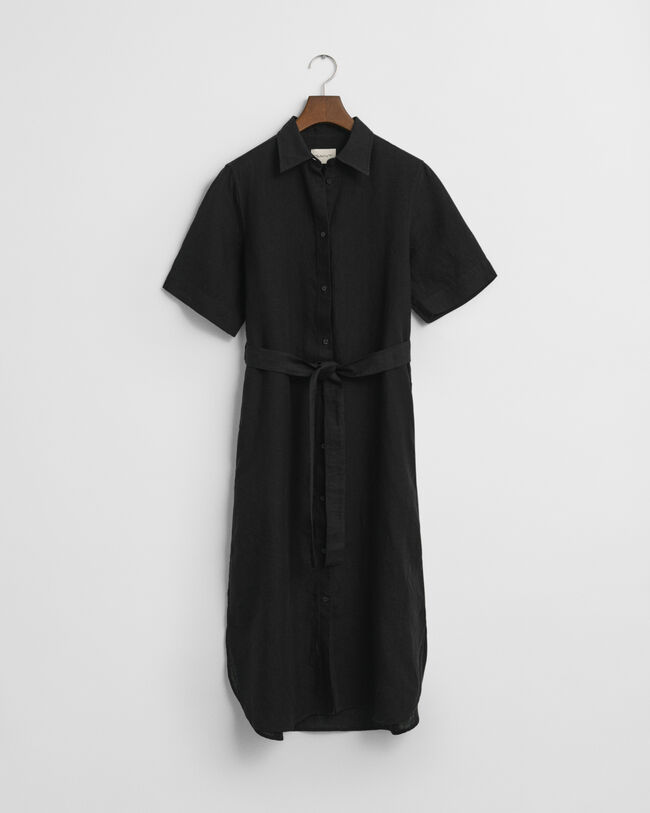 Vestido-camisa de manga curta em linho