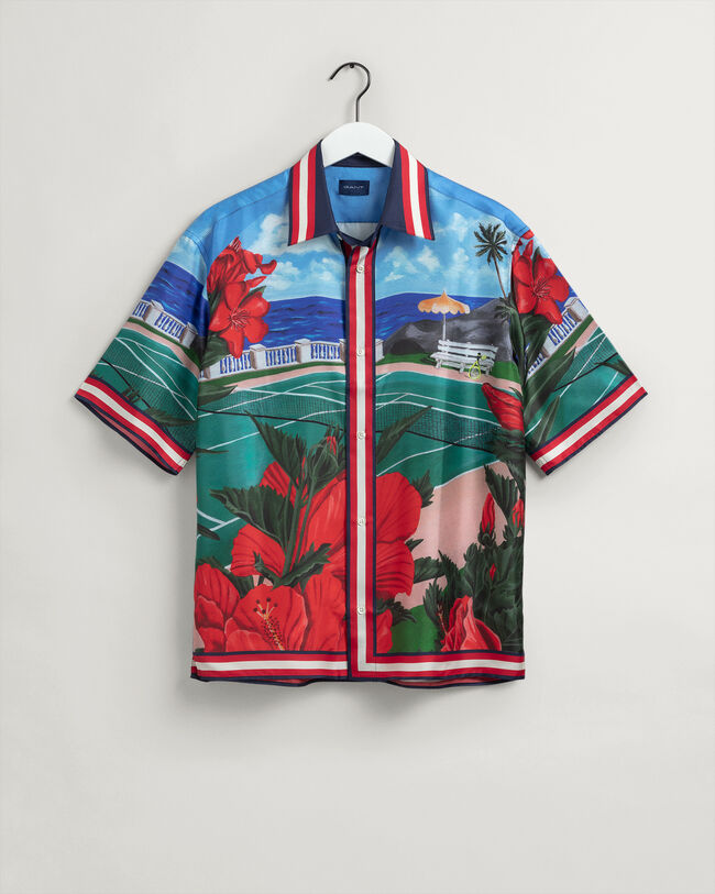 Camisa em seda com manga curta Scenery relaxed fit