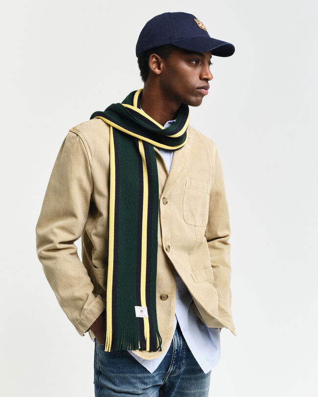 Cachecol em malha de mistura de lã às riscas