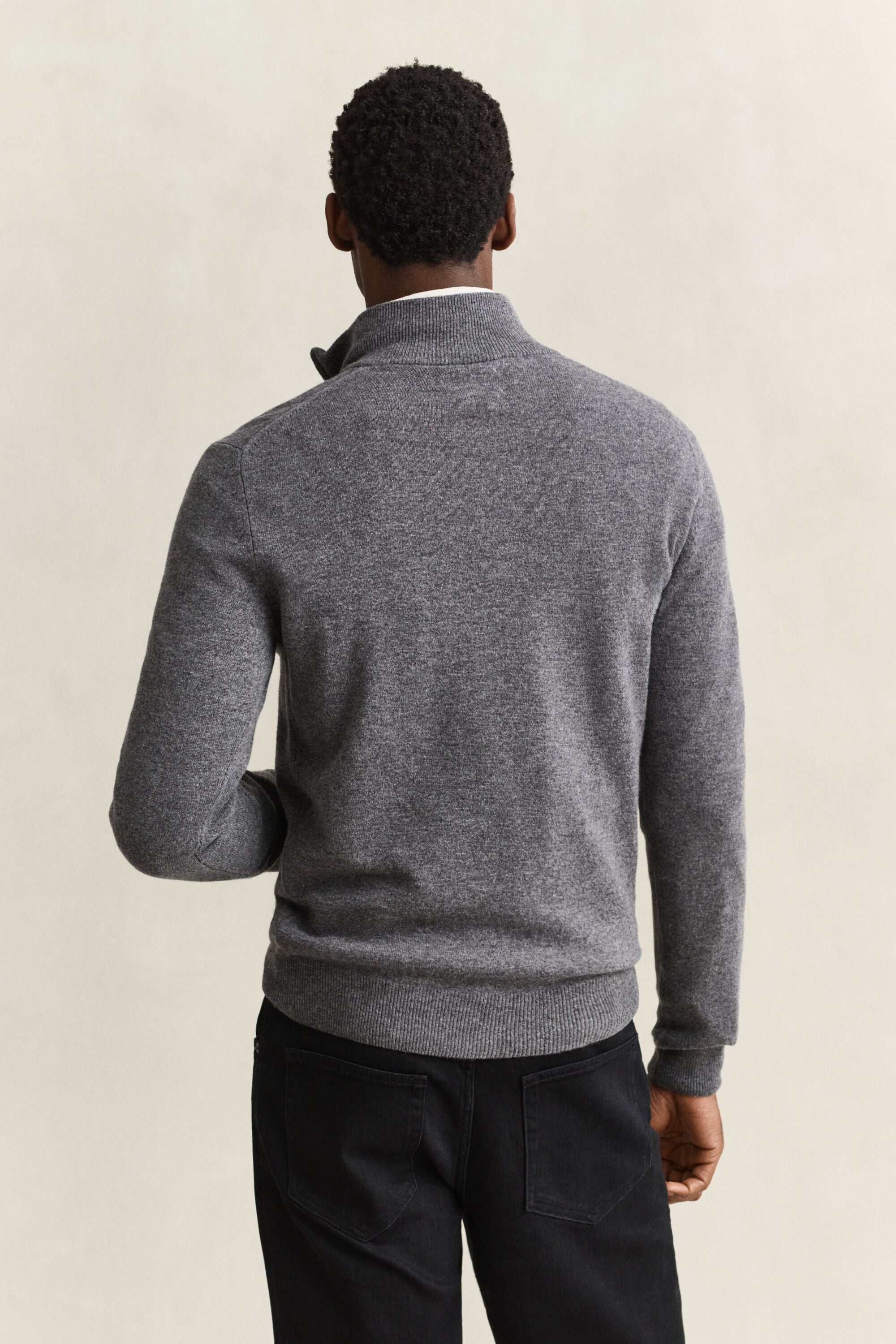 Camisola de malha com meio fecho de correr em lã