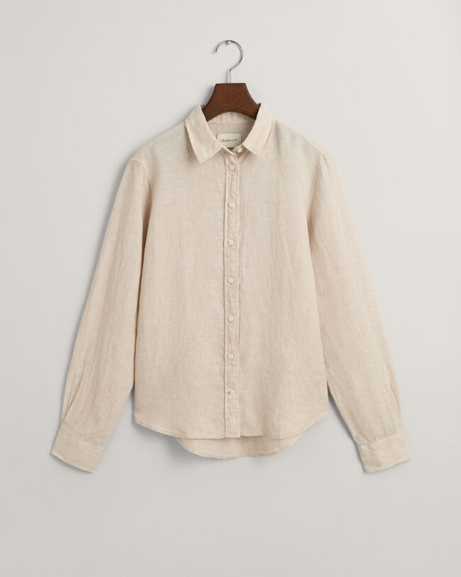 Camisa em chambray de linho regular fit