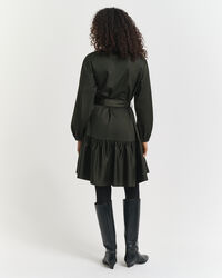 Vestido de manga comprida em algodão acetinado