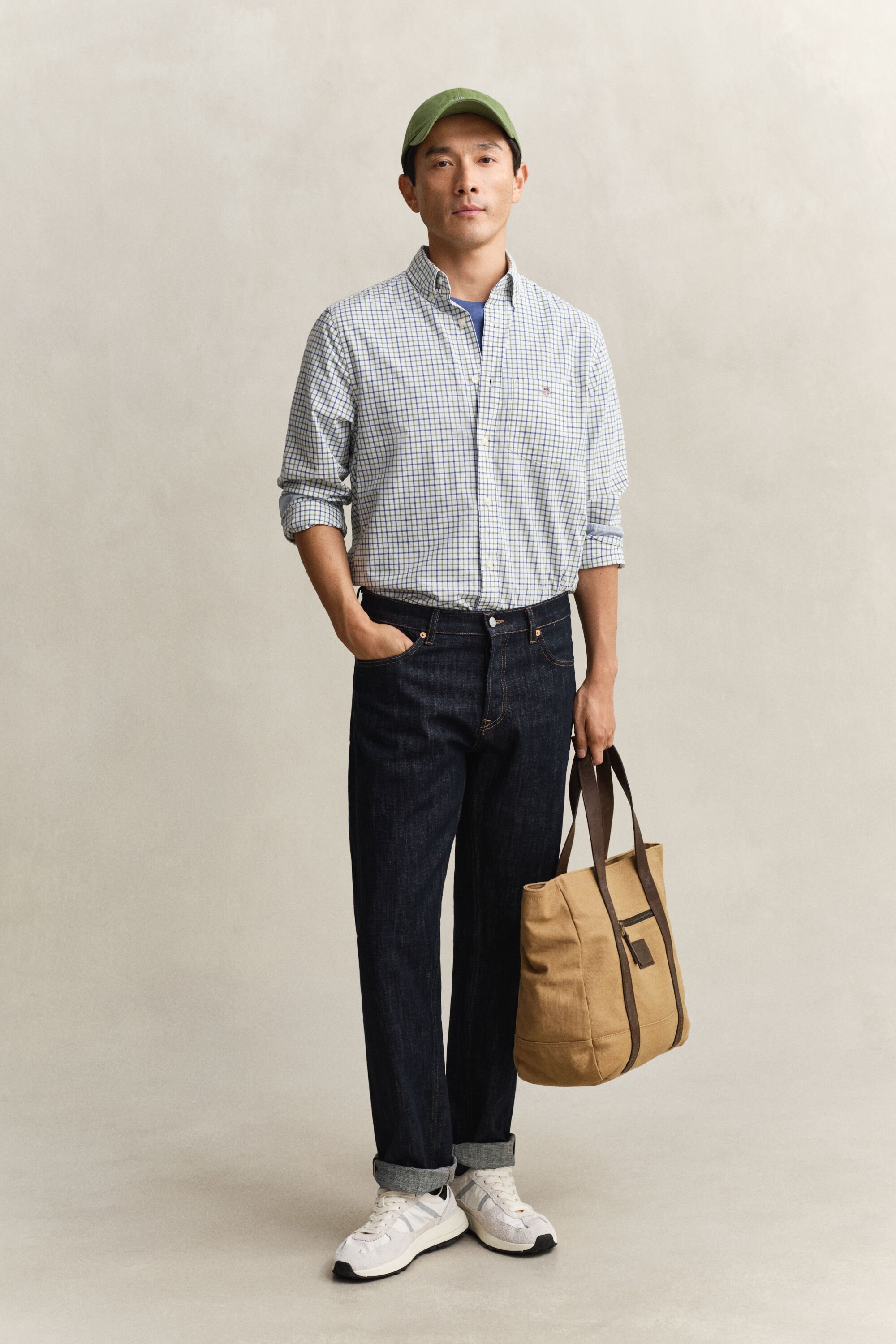 Camisa em popelina com padrão de xadrez Classic