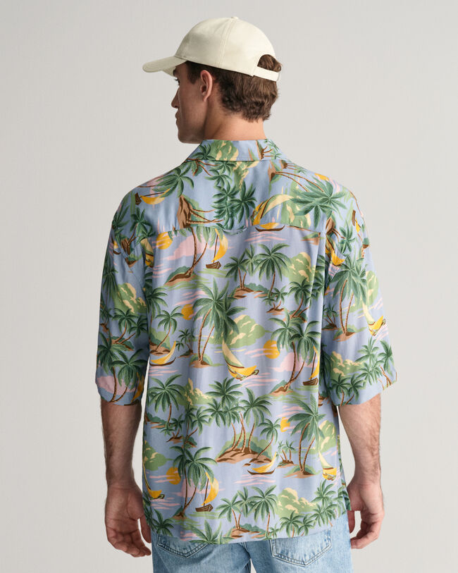 Camisa de manga curta Hawaiian Print relaxed fit