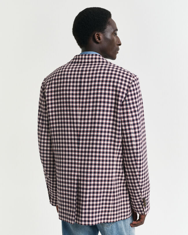 Blazer em mistura de algodão com padrão de xadrez regular fit