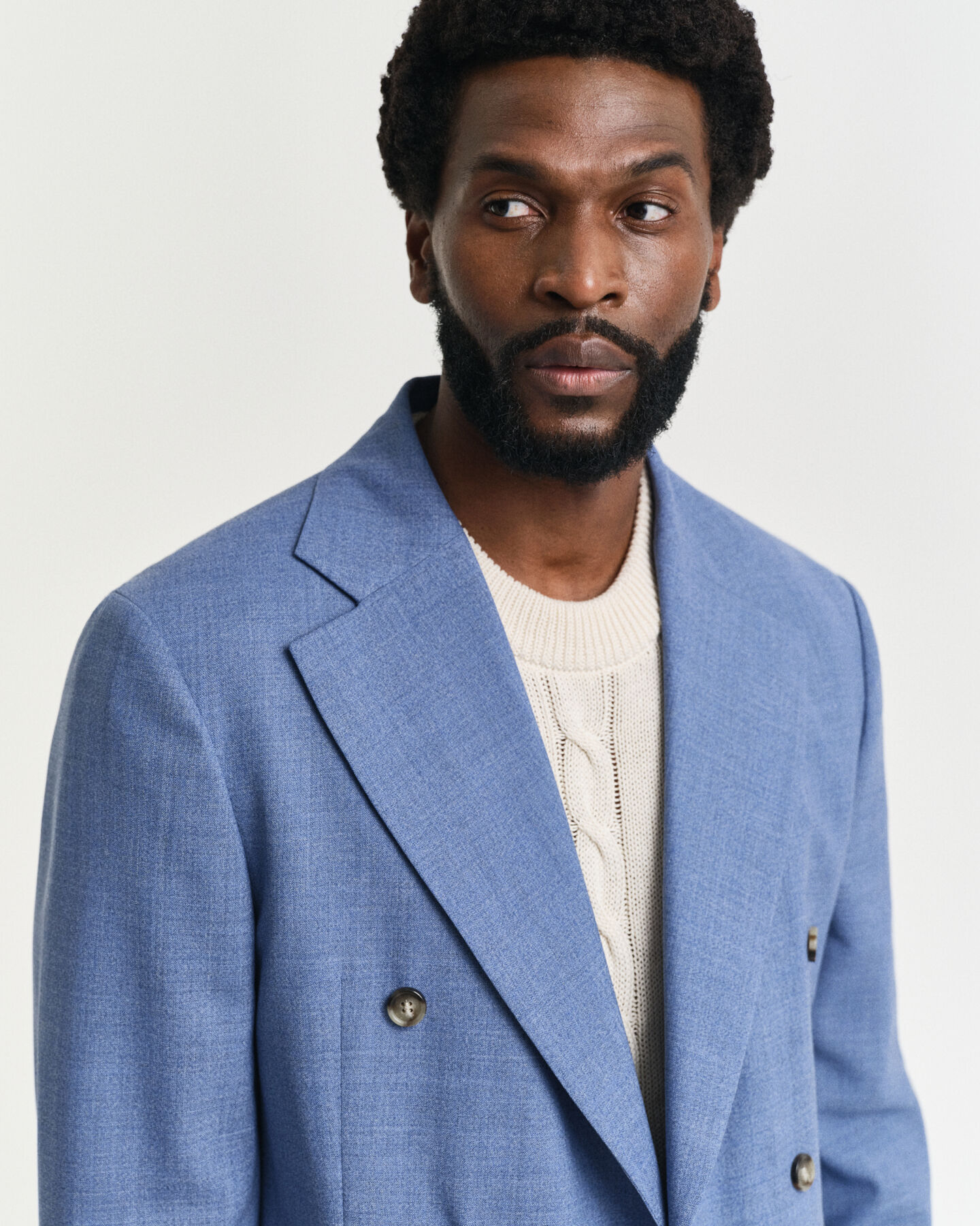 Casaco de fato em lã mouliné regular fit