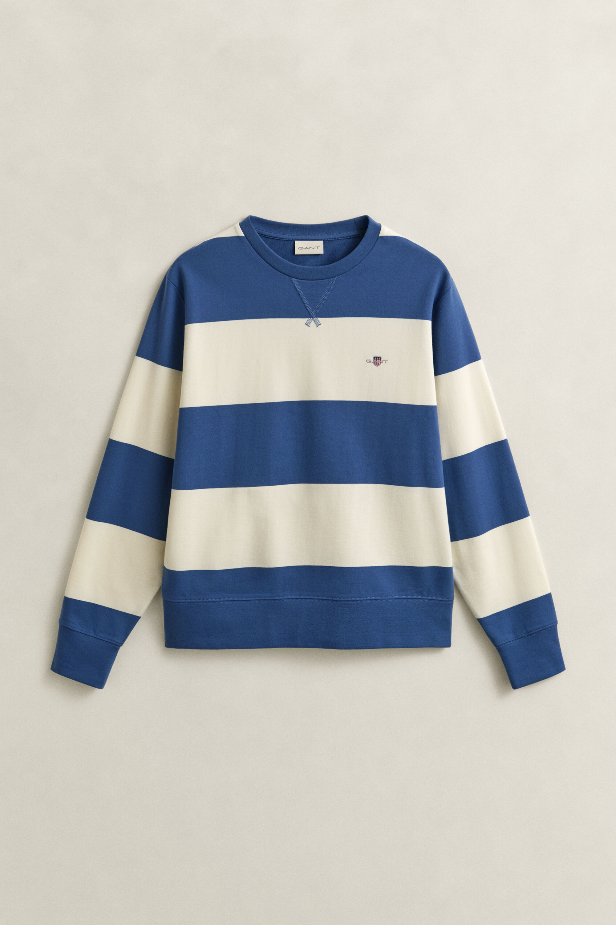 Sweatshirt com decote redondo às riscas