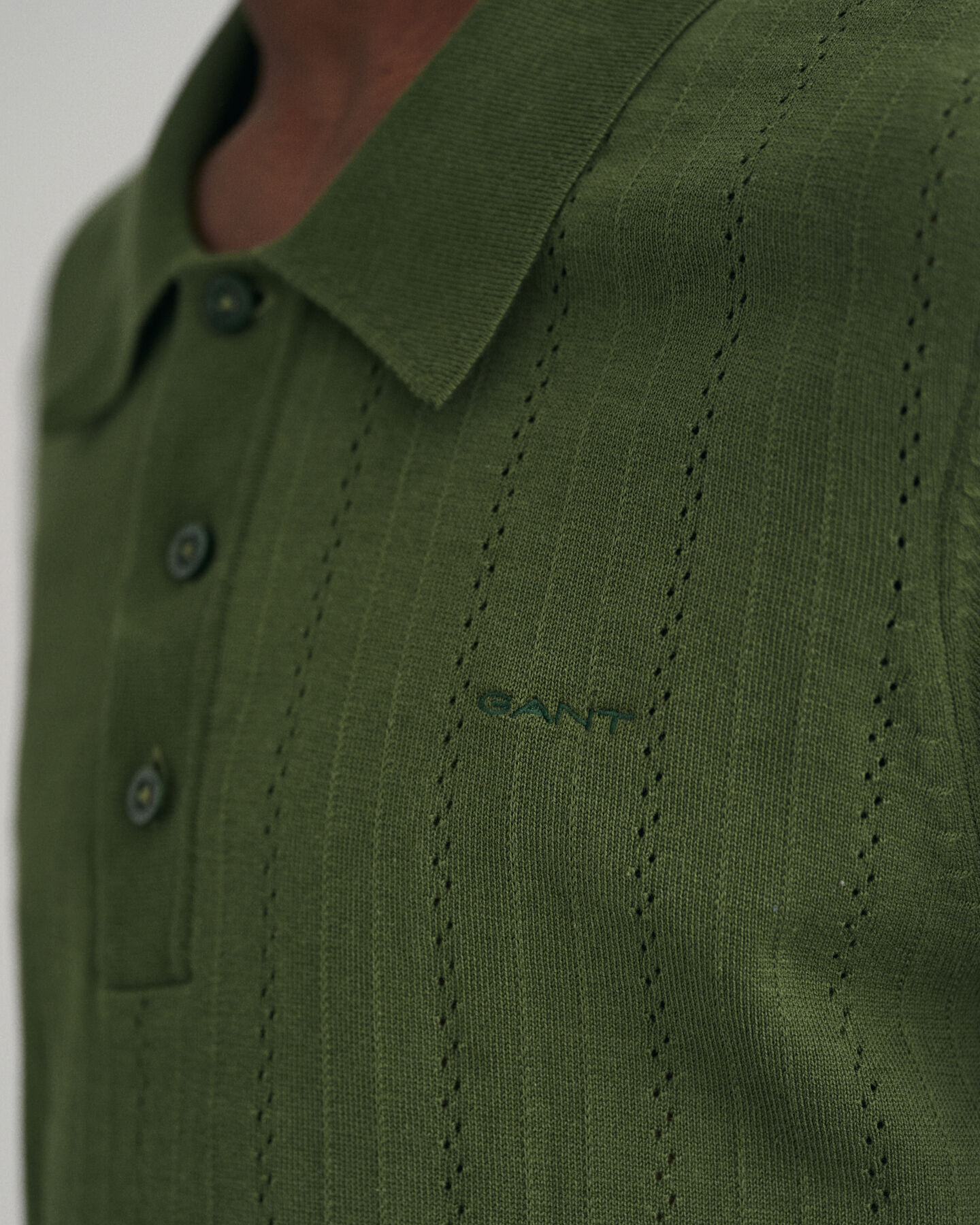 Camisola de malha estilo polo Pointelle Textured