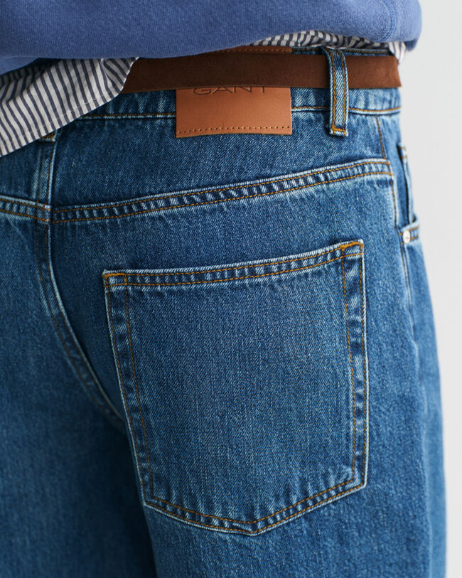 Calças de ganga elásticas relaxed fit