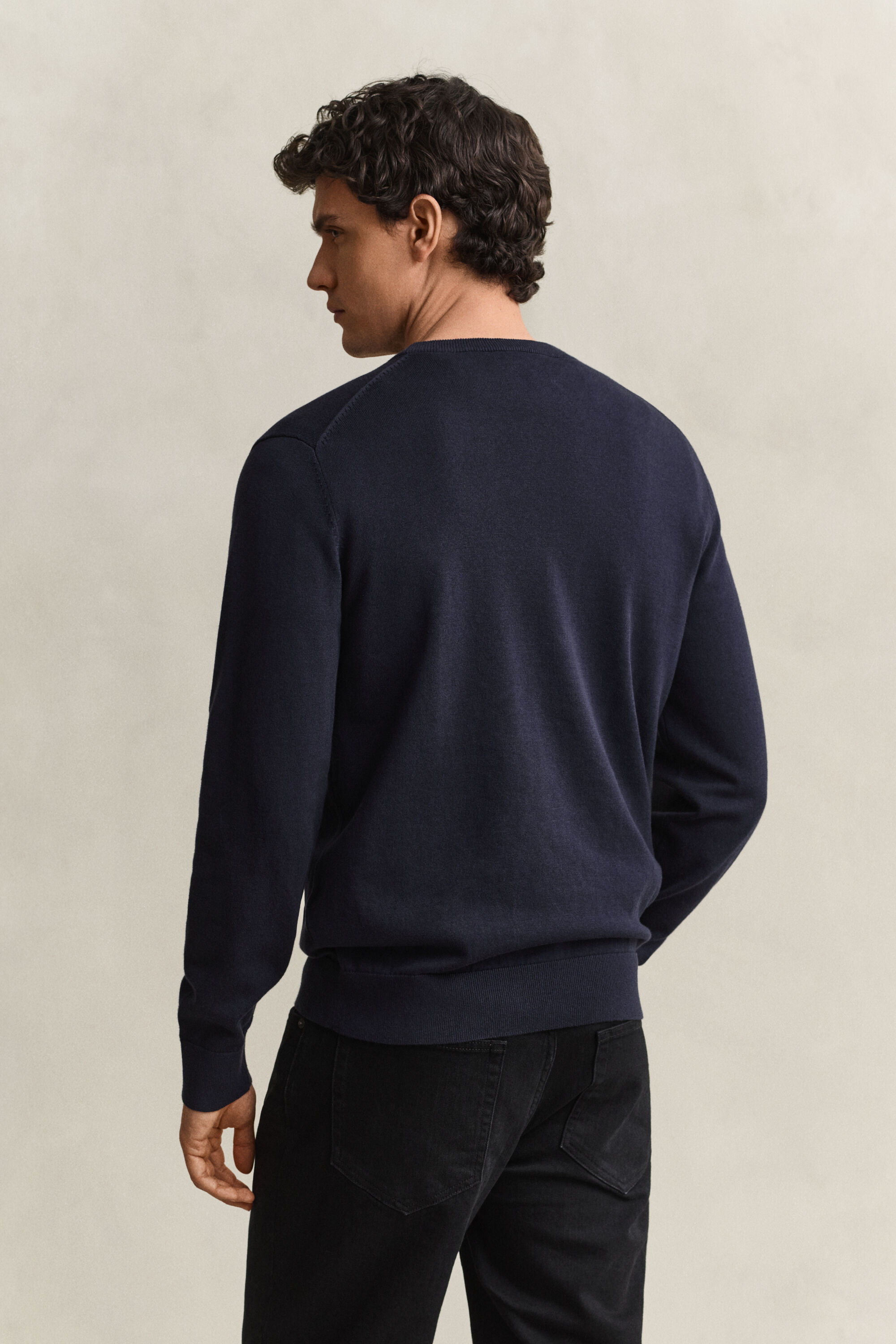 Camisola de malha com decote redondo em algodão