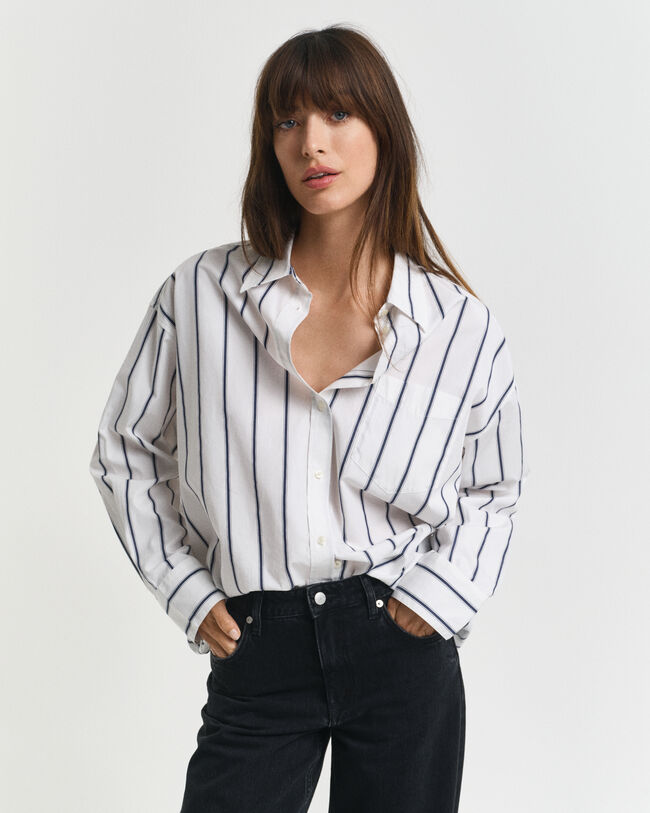 Camisa em popelina às riscas Classic oversized