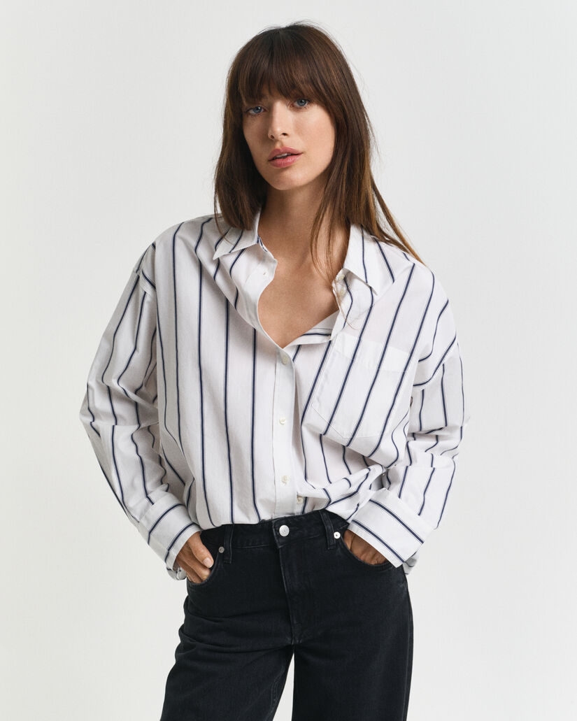 Camisa em popelina às riscas Classic oversized