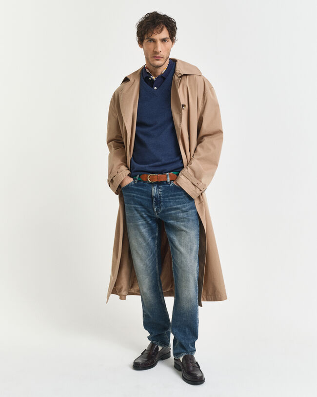 Pulover com decote em V em algodão clássico