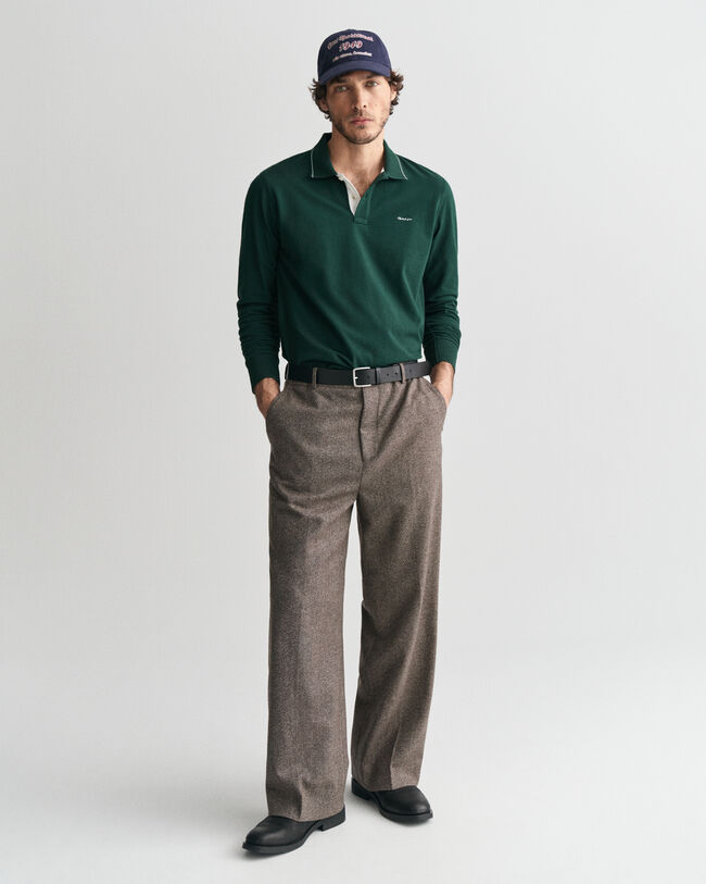 Polo de mangas compridas com colarinho texturizado