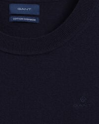 Camisola com decote redondo em algod&atilde;o e caxemira